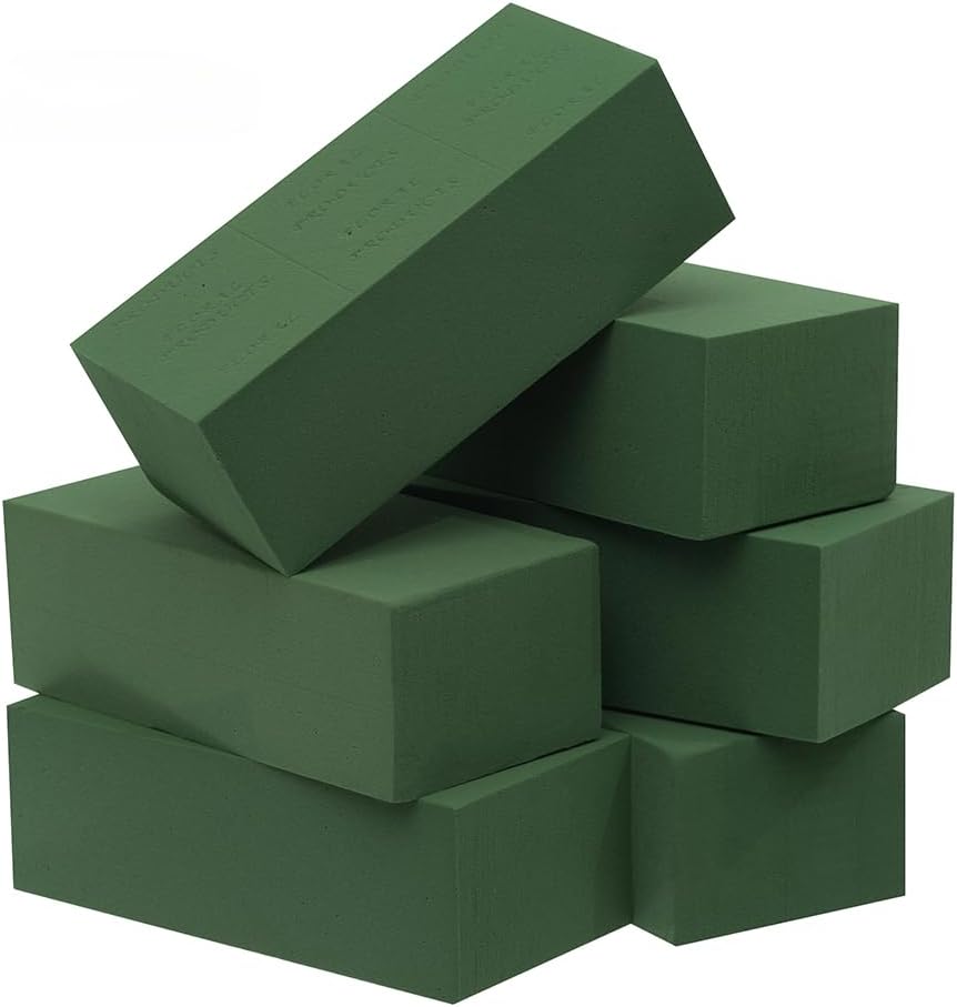 LUOWAN Crafare 6pc Wet Fresh Floral Foam Blocks Green Florist Foam Bricks for Spring Fresh Flower Arrangement and Crafts Supply 8.9(L) X 3.9(W) X 3(H)