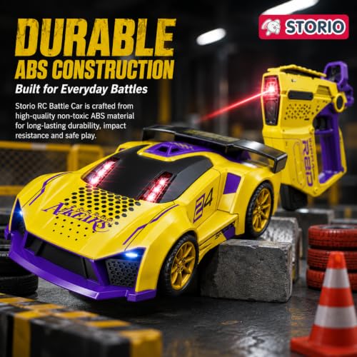 Image of Storio RC Battle Car for Kids 3-12 Years, Remote Control Car with 2 Player Shooting Game, Rechargeable Toy Car with Flip Action, RC Cars for Boys Girls, Birthday Gift