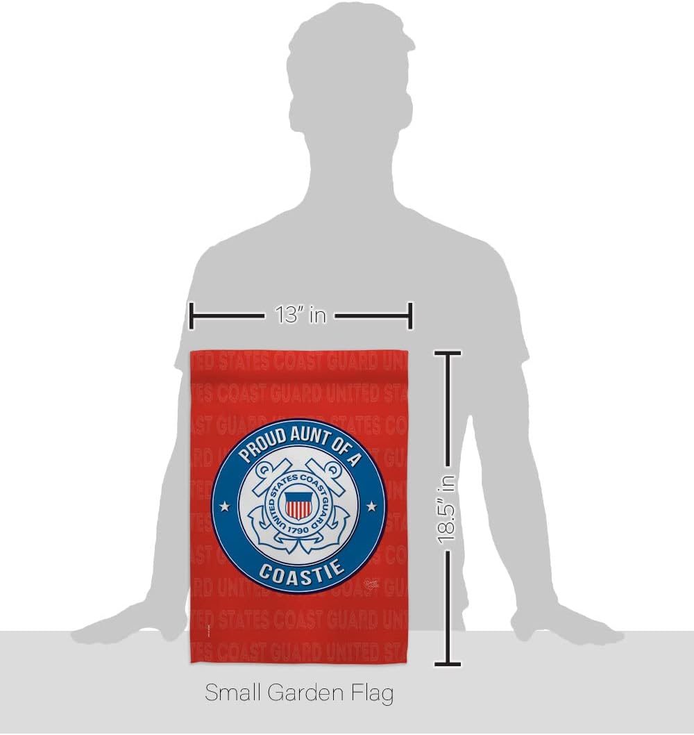 Proud Aunt Coastie Garden Flag - Set Wall Holder Armed Forces Coast Guard USCG Semper Paratus United State American Military Veteran Retire Official - House Yard Gift Double-Sided 13 X 18.5