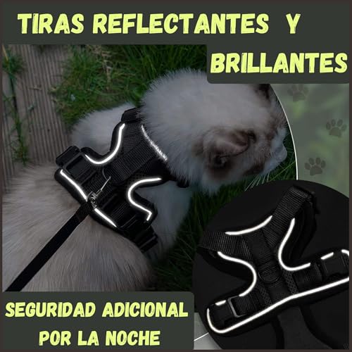 Miniatura 10 de Blockbat Arnes Para Gatos, Con Correa De 150cm, Antiescape, Cómodo Y Reflectante, Fabricado En Malla Transpirable Suave, Arnes Gato, Gatos Accesorios, Arnes Gato Pequeño. S, Negro