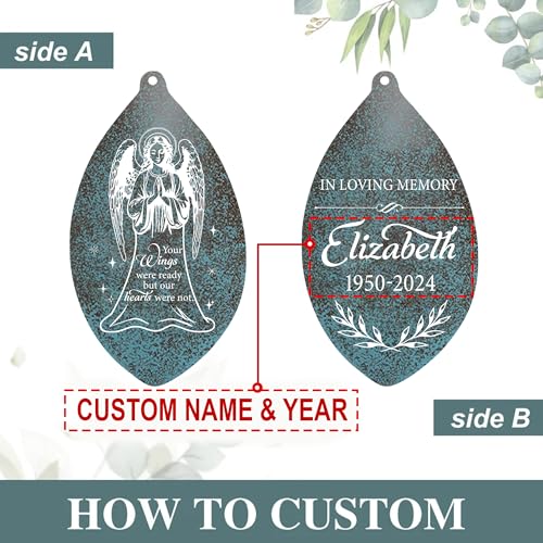 Image of ASTARIN Personalized Name 35 inch Memorial Wind Chimes for Outside, Metal Sympathy Gifts for Loss of Mother Father Loved One, Bereavement Wind Chime in Memory Gift, Decor Garden Patio,Produced in Texas