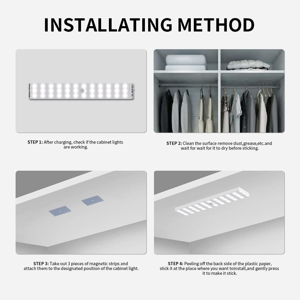 LED Closet Lighting with Motion Sensor, 72 LEDs Dimmable 3000K-6500K Wall Lamp LED Cabinet Light Motion Activated, White/Natural/Warm White Sensor Lights for Cabinet, Kitchen, Porch