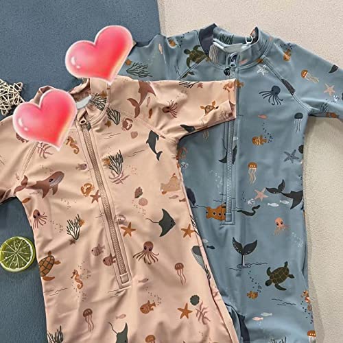 Homille Baby-Girls One Piece Long Sleeve Rash Guard Sunsuit Zipper Surfing Ruffle Swimsuit Bodysuit, Pink, 4-5T #TOP5