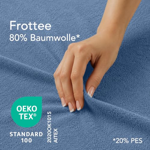 Dreamzie Spannbettlaken 90x200 Hellblau - Frottee 80% Baumwolle, Oeko-Tex – Ansicht 2