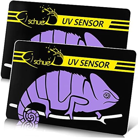 Fischuel Quick Test UVB Sensor, Reptile UV Tester Heating Lamp Photochromic UVB Card Indicator，Available with UVB, Suitable for Sunglass Test & Sterilizing, Over 500 Times Reusable (2 Packs) Cover