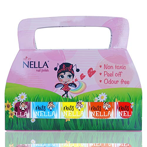 Miss Nella Sommerzeit Special - 5er Pack Kinder Nagellack mit Peel-off-Formel auf Wasserbasis Non-Toxic - Nagellack für Kinder