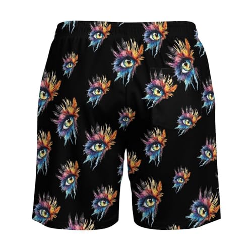 Watercolor Eyes Feather Mens Swim Trunks Swimming Board Shorts with Compression Liner Summer Beach Bottom4