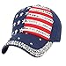 Clearance! Women Sparkle Rhinestone USA Patriotic American Flag Baseball Cap Hat 4th July Summer Sun Cap (Navy)