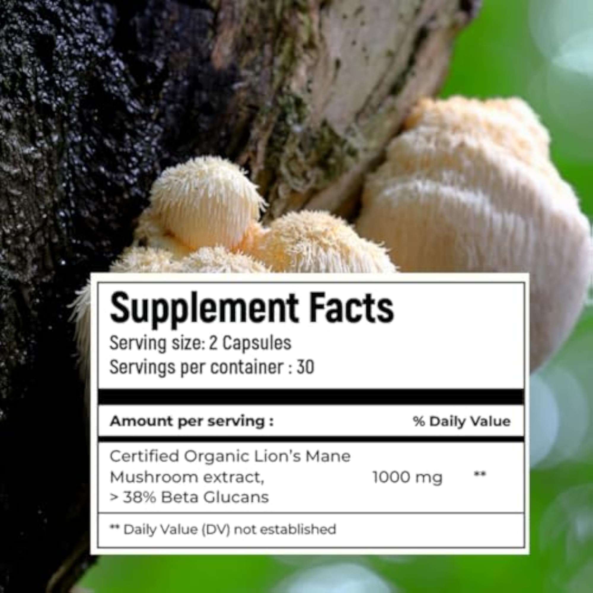 USDA Organic Lions Mane Mushroom Extract Capsules, 60 Count