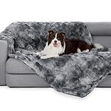 gogobunny Waterproof Dog Blanket for Large Dogs, Cats, Puppy, Reversible Faux Fur Pet Throw Blanket, Washable,Calming Furniture Protection for Sofa Bed (50x60 Inch (Pack of 1), Tie-dye Grey)