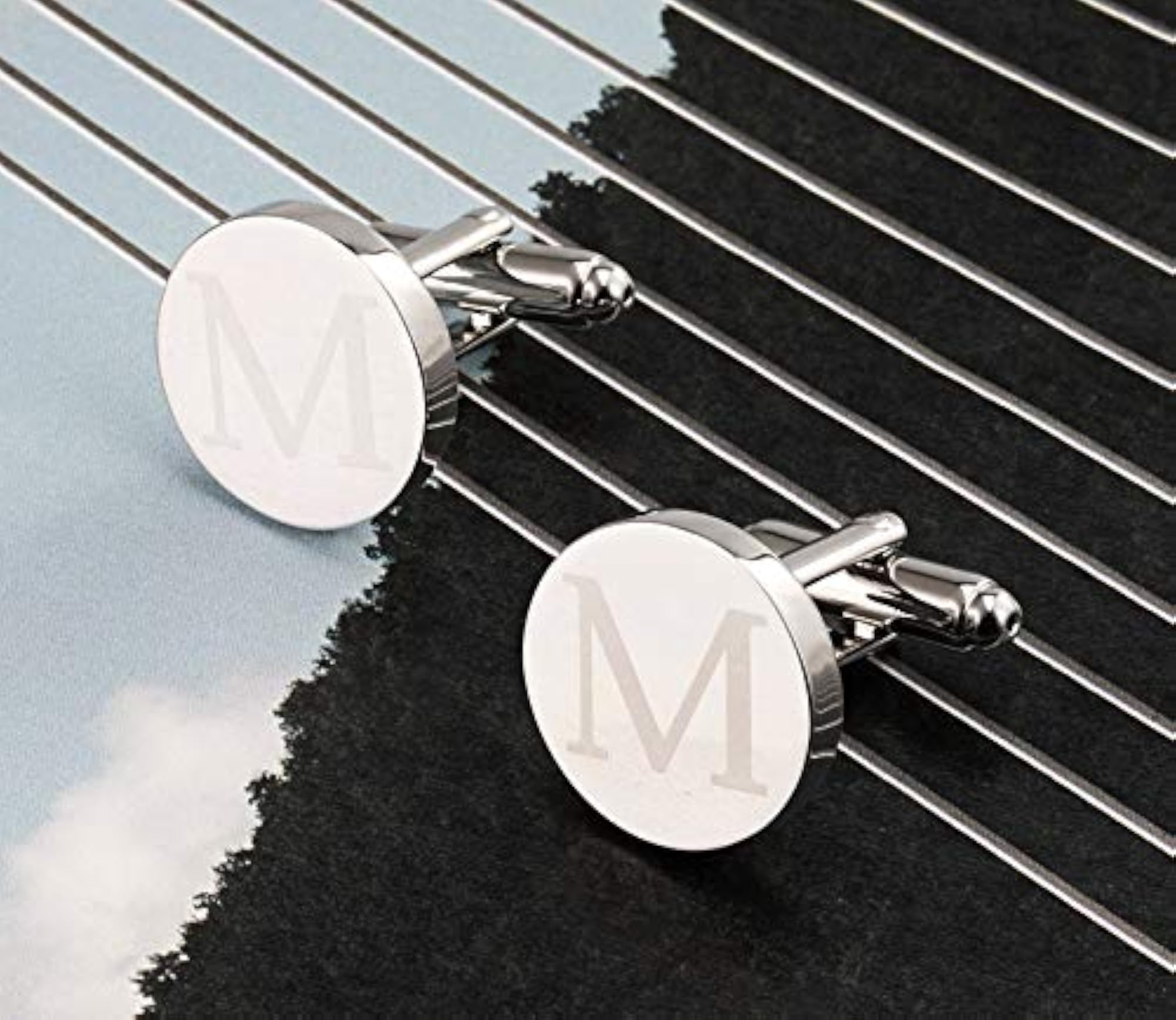 Men's Stainless Steel Letter 'M' Statement Cufflinks