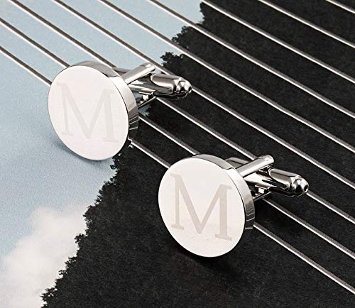 Men's Stainless Steel Letter 'M' Statement Cufflinks