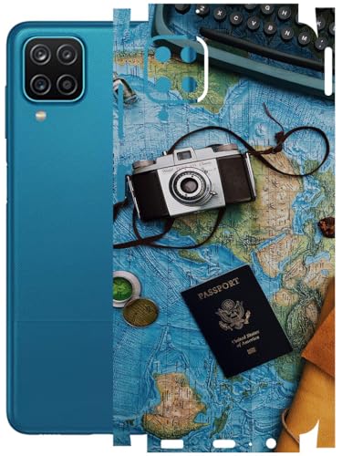 Image of AtOdds - Full Body Back Screen Guard Protector Film - Lamination Wrap Skin Sticker Compatible with Samsung Galaxy M12 | Scratchproof Matte Finish (Travel Map)