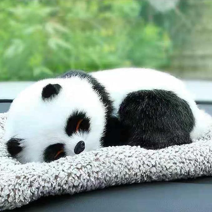 Image of MAHALRAJ Dog Stuffed Toy - Sleeping Cute Dog for Car Auto Dashboard and Home Decor | Cute Car Interior Toy, Sleeping Puppy Black & White Stuffed Toy - (Size,26cm X 18cm)