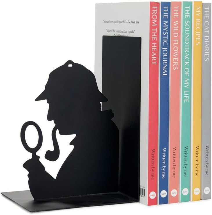 Balvi - Sherlock decorative metal bookend in black colour. Original design