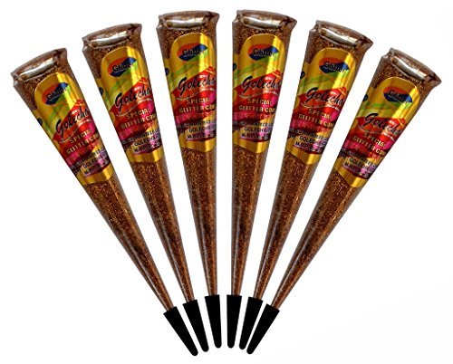 5 x Golecha Gold Glitter Cones (Glitter Cones) for Body Decoration (125 g)