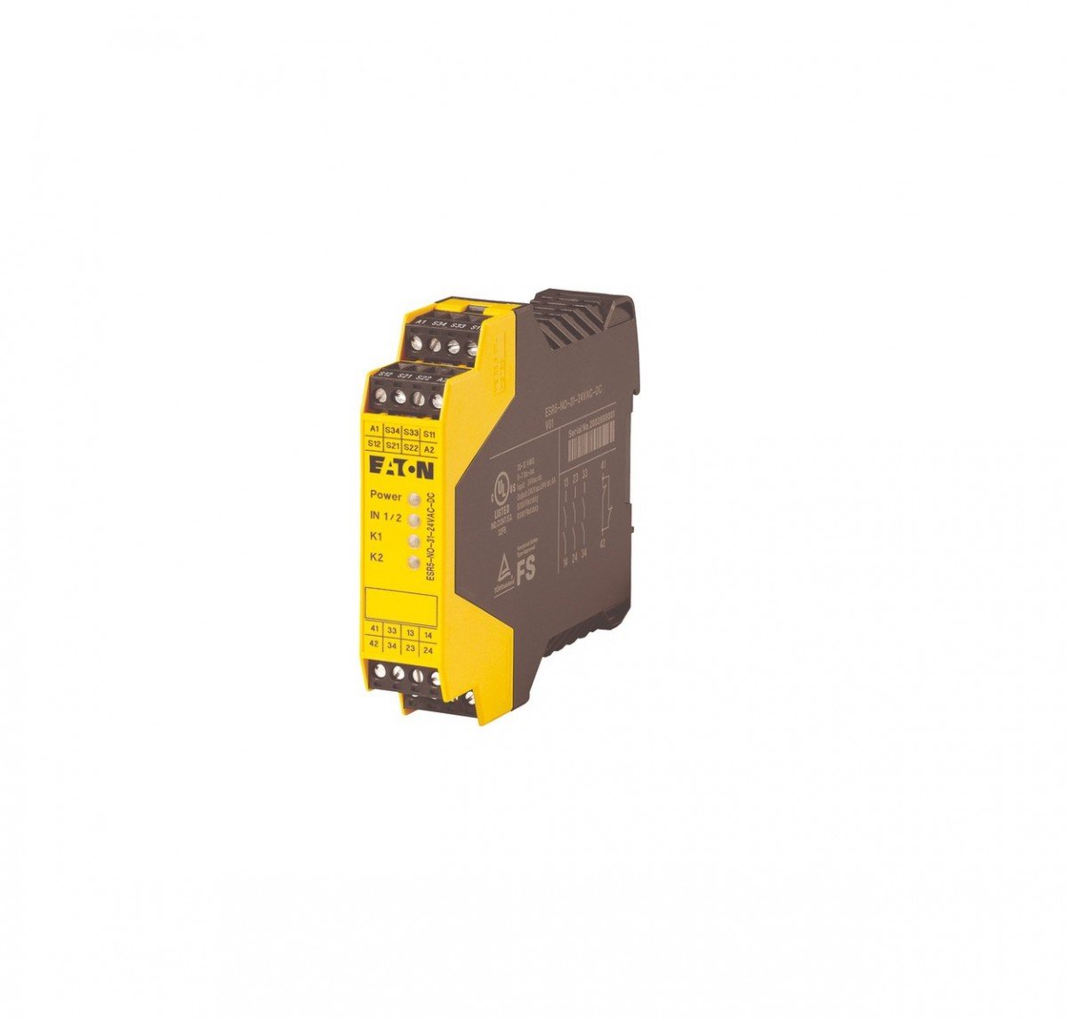 Eaton ESR5-NO-31-24VAC-DC Relé de Seguridad para Parada de Emergencia/Puerta de Protección, 24VDC/AC, 3 Rutas de Validación