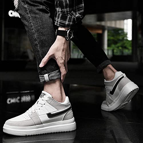 Recyphi Men's Invisible Height Increasing Shoes Height Lifting Elevator Leather Shoes Fashion Sneakers 2.4" 5