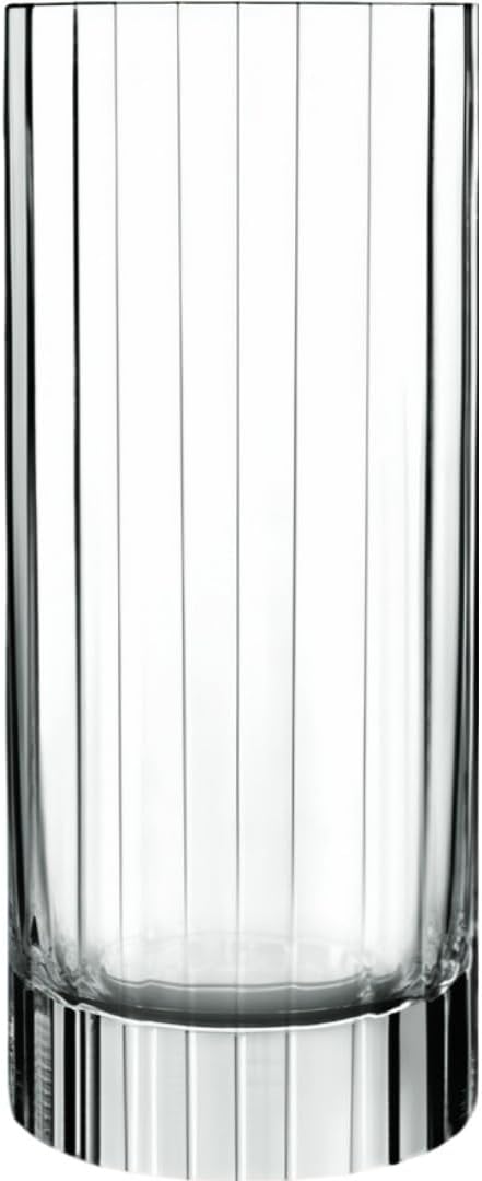 Luigi Bormioli Bach Ribbed Highball Glasses, Made in Italy (Set of 4) - 16.5 Oz Bar Glasses with Heavy Base - Laser Cut Rims Durable Non-Leaded Crystal Drinkware - Dishwasher Safe