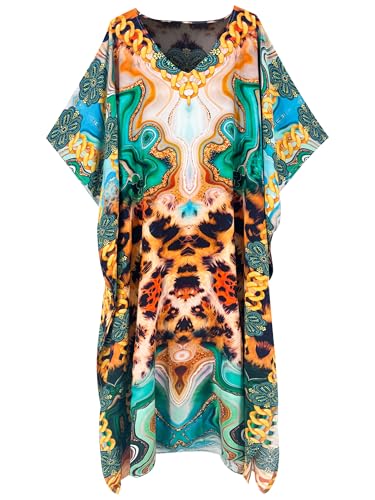 Image of Moss Rose Kaftan Dresses for Women Summer Swimsuit Cover up Caftan Dress