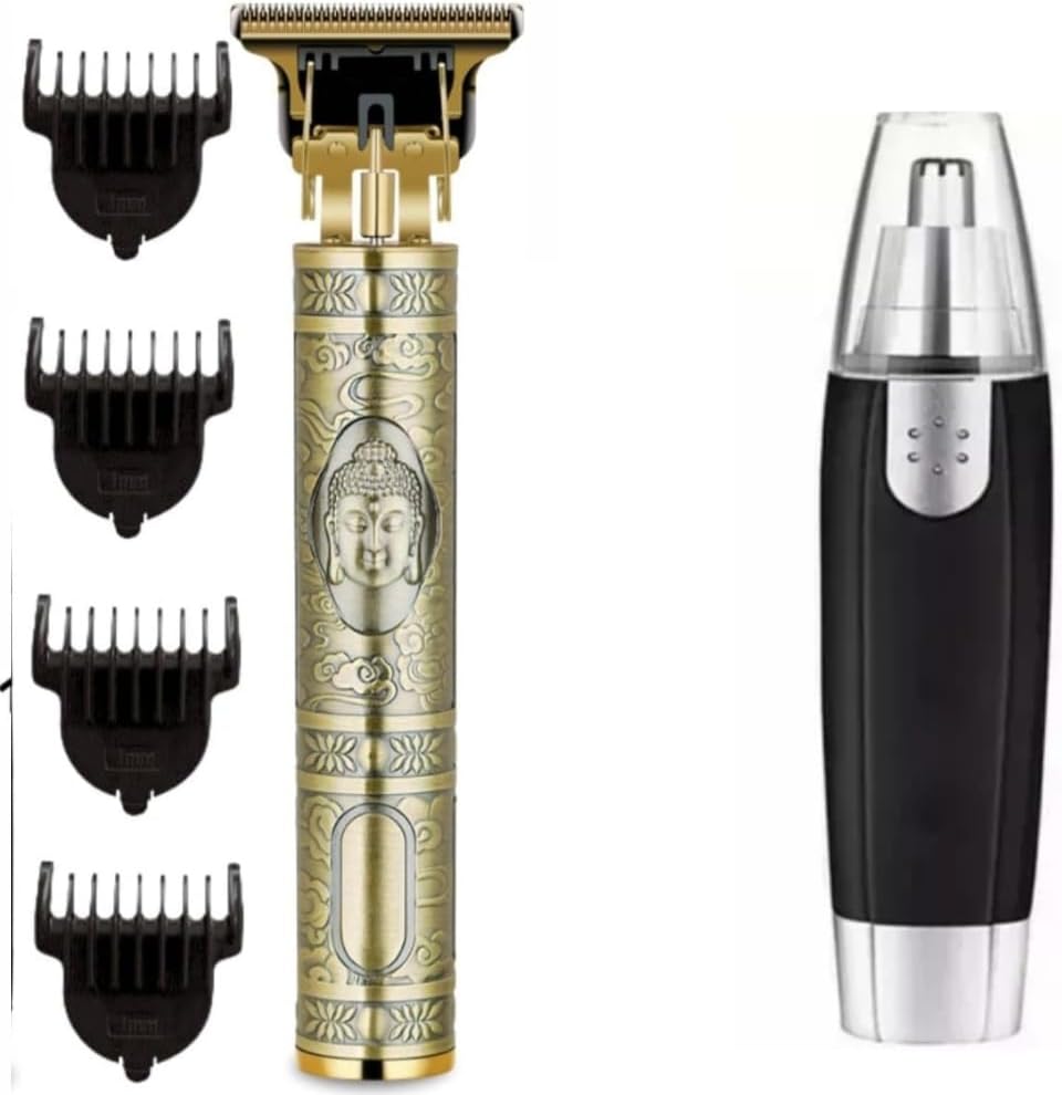 Kit de Cuidados Pessoais Masculino – Máquina de Cortar Cabelo e Barbear Sem Fio, Barbeador Elétrico Recarregável USB, Aparador de Pelos Nariz e Ouvido, Portátil, Lâminas de Alta…