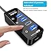 immagine 4Atolla HUB USB 3.0 Alimentato, 4 Porte USB SuperSpeed Trasmissione Dati e 1 Porta Quick Charge, con Interruttore indipendent e Adattatore d'Alimentazione 5V/3A e LEDs