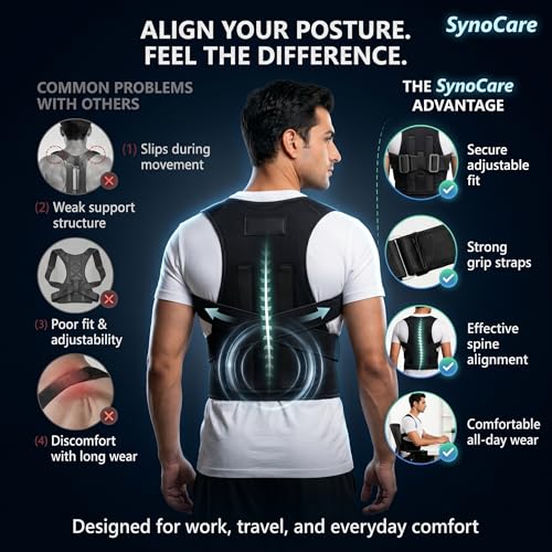 Image of Posture Corrector Belt for Men & Women, Back Support Belt for Back & Spine Pain Relief, Body Posture Correction Belt for Full Back Support with Adjustable Strap, Universal Size