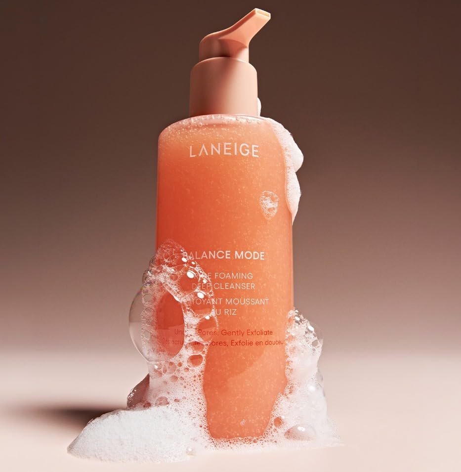LANEIGE BELLA Balance Mode Rice Foaming Deep Cleanser - Detergente schiumoso per pelli grasse, 250 ml