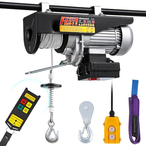 Mxmoonant Polipasto eléctrico, 200/400kg, tipo rápido 10/20m/min, elevación 10/20m, control inalámbrico y por cable, 1600W