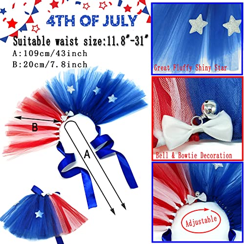 4Th Of July Dog Costume American Flag Bowtie Collar Pet Top Hat Mesh Tutu Skirt 3Pcs Patriotic Party Outfit Independence Day Dress Supplies For Dogs Cats Puppy Decorations (Red Blue White, One Size) #TOP3