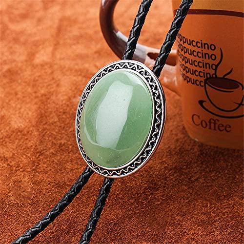 Image of Turquoise Agate Granite BOLO Tie for Men Women Leather Wedding Necklace Western Cowboy Necktie