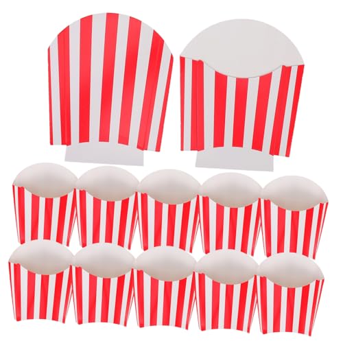 OUNONA 50pcs French Fries Box and Popcorn Container Striped Snack Holder Parties and Events Food-grade Packaging for Candy
