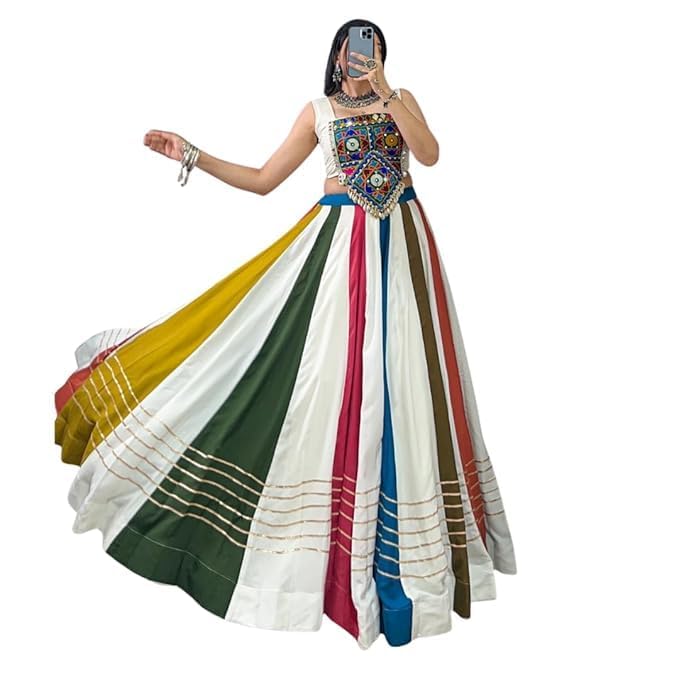 Dharm Choice Women's Pure Rayon Cotton Real Mirror Work Gamthi De...