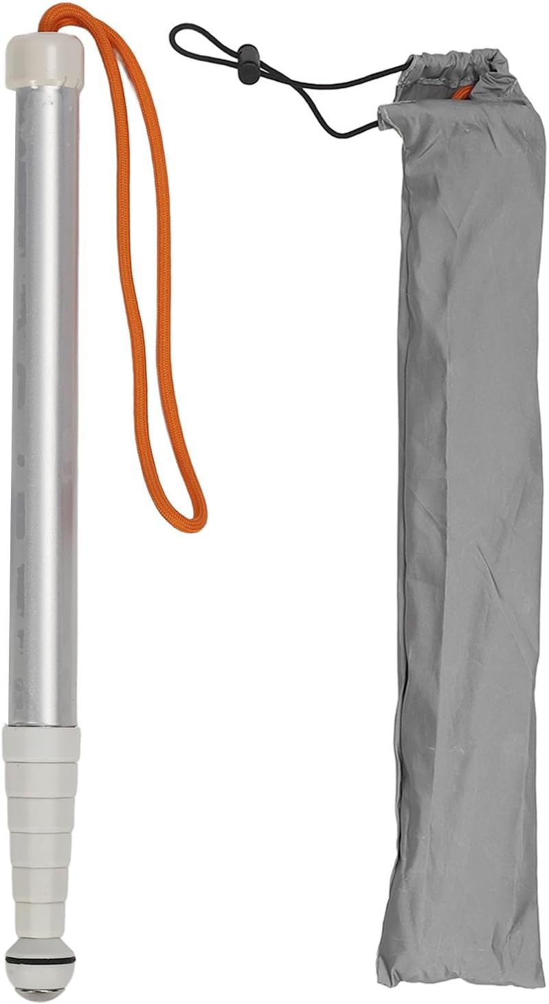 Dpofirs White Blind Cane, Walking Canes, Blind People Gadgets, Telescopic Blind Walking Stick, Anti Slip Shockproof Blind Reflective Cane with Storage Bag