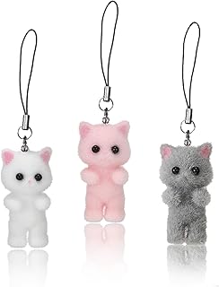 Hebterrka 3 colgantes para teléfono móvil, diseño de gato kawaii, color rosa