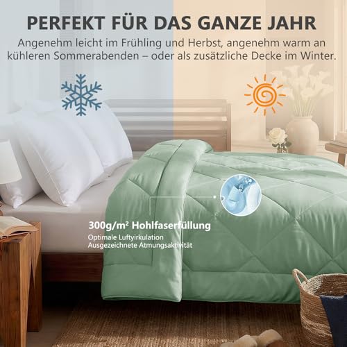 CozyLux Bettdecke 155x220 cm Salbeigrün für 4 Jahreszeiten – Ansicht 3