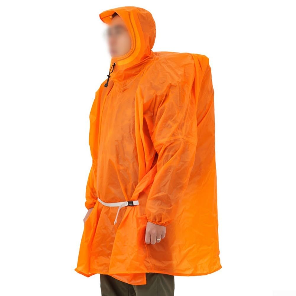 Imperméable ultra léger pour randonnée et camping, housse de sac à dos imperméable avec bord étendu, veste légère en nylon 15D pour extérieur (orange, taille S)