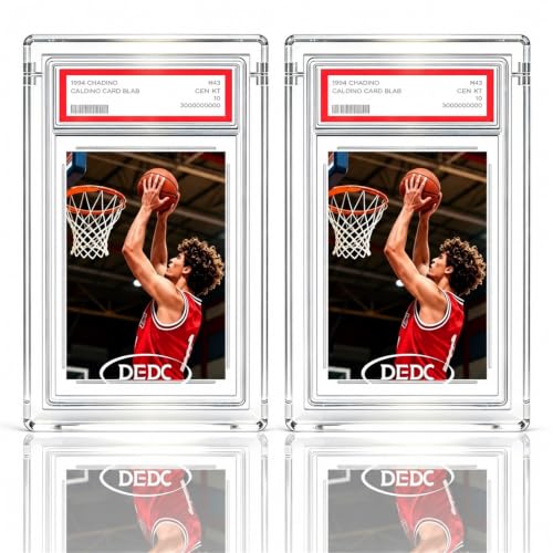 DEDC 2PCS Graded Card Acrylic Display Case for PSA Standard Protector Magnetic Clear UV Protection 99.6% UVR & 99.8% Clarity 2.3cm Thick Standing Independently(Card Not Included) with 1 Cloth