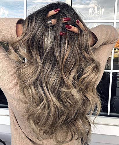 VeSunny 24inch Remy Tape in Extensions Brown Human Hair 20pcs 50G Balayage Ombre Brown to Medium Brown with Blonde Seamless Skin Weft Human Hair Extensions