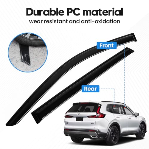Image of CRV Rain Guards - Window Visors for Honda CR-V CRV 2023-2025 2026, Out-Channel Side Window Rain Guards for CRV Accessories, 4PCS, Black, Car Accessories