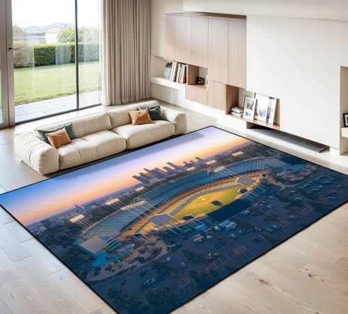 8x10 Los Angeles Skyline Area Rug, Washable Non-Slip Carpet