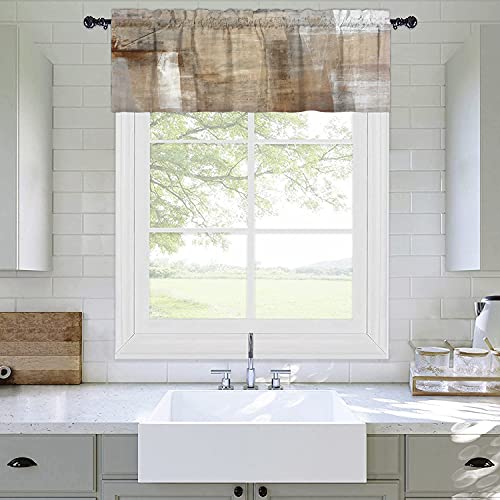 Lalilo Beige Grey Kitchen Curtains Abstract Art Valances For Windows Blackout Window Treatment Valances Rod Pocket Curtain Valance For Bathroom Bedroom Living Room Cafe,52 X 18 Inch,2 Panel #TOP2
