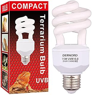 DERNORD UVA UVB Light Bulb - 10.0 15 Watt UVB Light Reptile Kit UVB Bulb Lizard Bearded Dragon Chameleon Tortoise Lamp