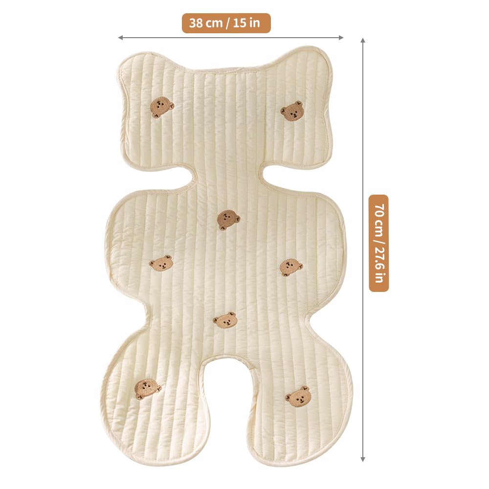 LUFEIS Cuscino per Passeggino, Materassino Passeggino Universale, Copriseduta Passegginos Antisudore, Cuscino Ovetto Auto Estivo Traspirante, Materassino per Passegginos Seggiolino Auto (Orso)