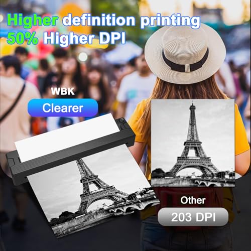 wbk Portable Printers Wireless for Travel, Thermal Inkless Printer Support 8.5\" X 11\" US Letter&Legal,A4&A5 Thermal Paper,Bluetooth Wireless Mini Printer Compatible with Android