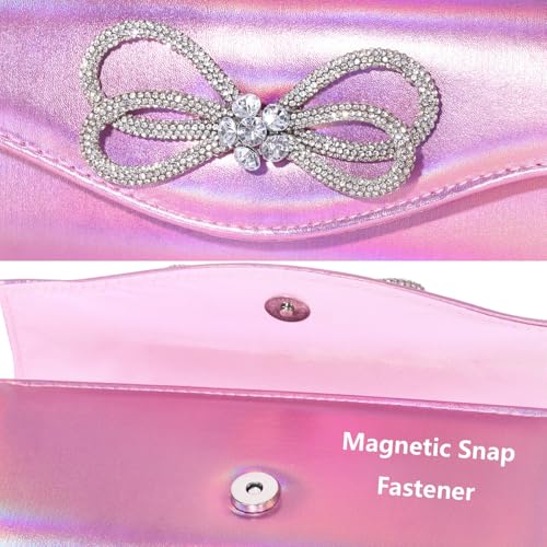Image of Gurina Evening Clutch Purses for Women Formal Party Clutch Bags Cocktail Prom Shoulder Handbags Shiny Crystal Bow Flap Purses