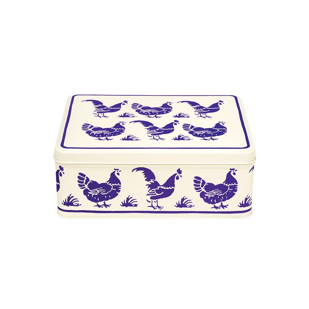 Small Metal Storage Tin Emma Bridgewater Blue Hens Container With Lid