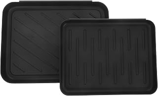 CHILDWEET 2pcs Multi-Purpose Plastic Tray for Shoes and Pets Includes Trays Small Entry Mat for Indoor Outdoor Use Easy to Clean and Organize