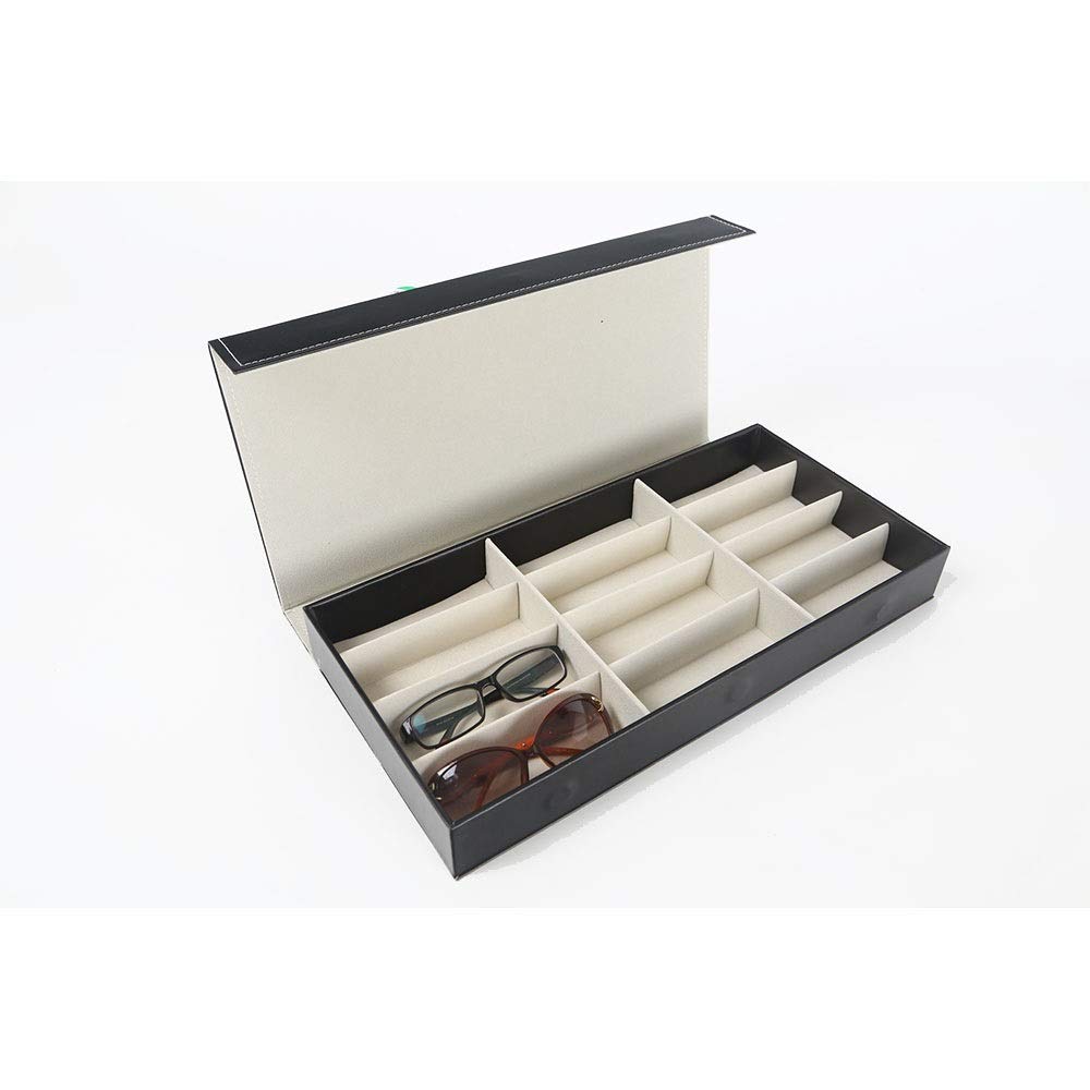 Amazon.co.jp: メガネ収納ボックス PUレザー12グリッド眼鏡サングラス