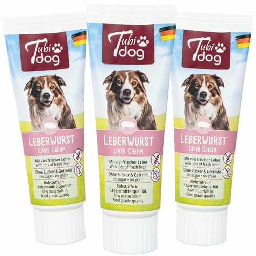 Tubidog Leberwurst Hundefutter in der Tube für Hunde - als Leckerchen, Tablettenversteck oder Belohnung 6 x 75 g